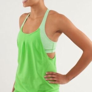 Lululemon Practice Freely Tank, Workout‎ Yoga, Size 4 Green Check